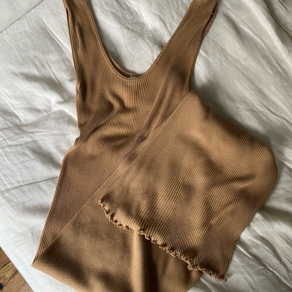 Lauren Manoogian Ribbed Maxi Dress in Warm Brown